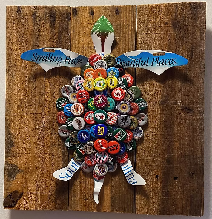 Smiling Faces, Beautiful Places. South Carolina - Turtle Sculpture from caps